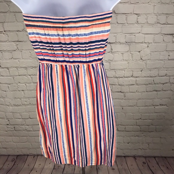 Monteau Strapless Casual Striped Dress Medium - Picture 6 of 8